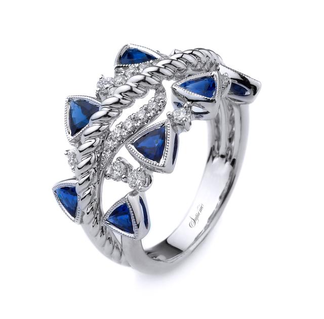 Artistic Diamond & Sapphire Band