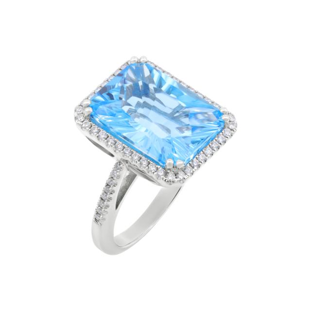Fiery Blue Topaz Cocktail Ring 