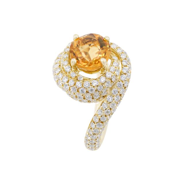 Wavy  Citrine Cocktail Ring