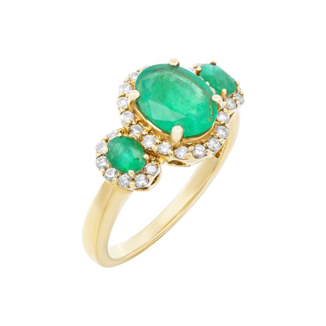 Past Present Future Emerald Ring 