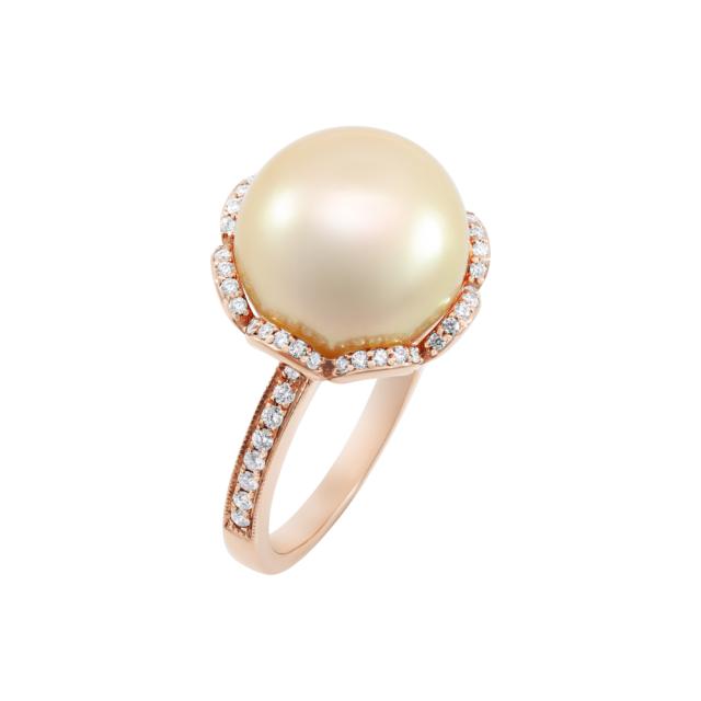 Floral Solitaire Pearl Ring