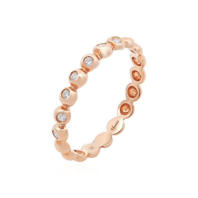 Bezel Eternity Band 18K Rose Gold 0.11cttw brilliant round diamonds in a bezel beaded setting