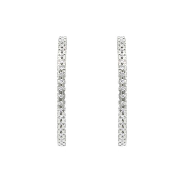 Medium Diamond Hoops - 18K White Gold, 0.31tw Round Diamonds. Subtle sparkle with modern style.