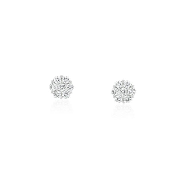 Cluster Brilliance - 18K White Gold, 0.48tw Diamonds. A radiant cluster of round diamonds.