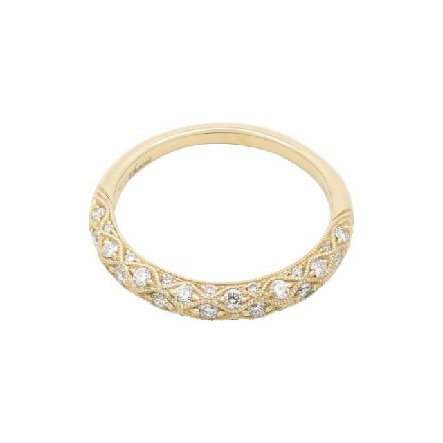 Caged Beaded Band 14K Yellow Gold 0.42cttw brilliant round diamonds in a caged beaded design