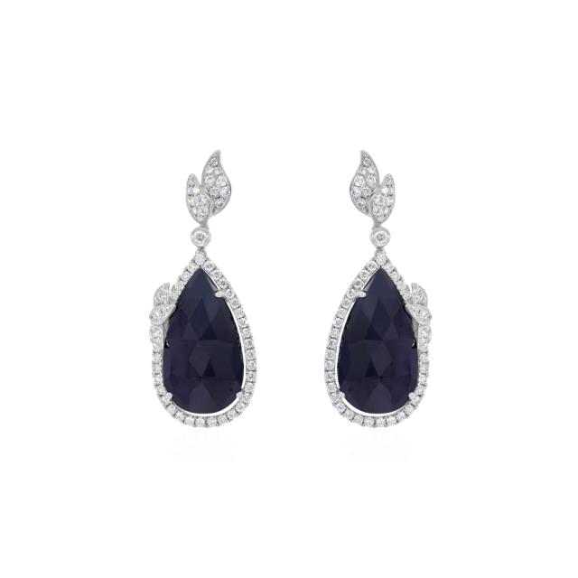 Black Diamond Drop Earrings 18K White Gold 7.66cttw black diamonds with 0.67cttw white diamonds