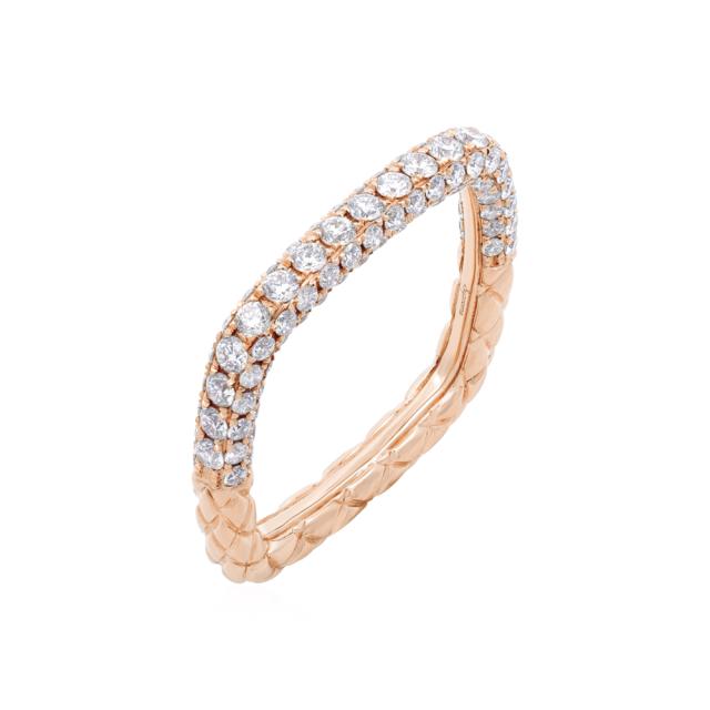 Weave Diamond Wedding Ring 18K Rose Gold 1.00cttw square pave with a gold finish, size 6, devoted br