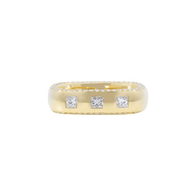 Mens 18K Yellow Gold Diamond Band