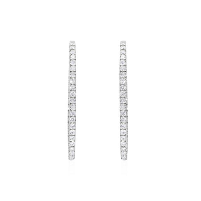 In/Out Hoop Earrings 14K White Gold with 1.26cttw brilliant round diamonds, more and more brilliance