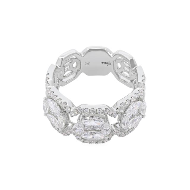 Invisible Set Halo Band 18K White Gold 1.79cttw round/princess/marquise diamonds, 3 station