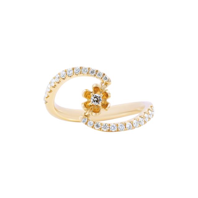 Bypass Flower Ring 14K Yellow Gold 0.36cttw brilliant round diamonds in an open flower design