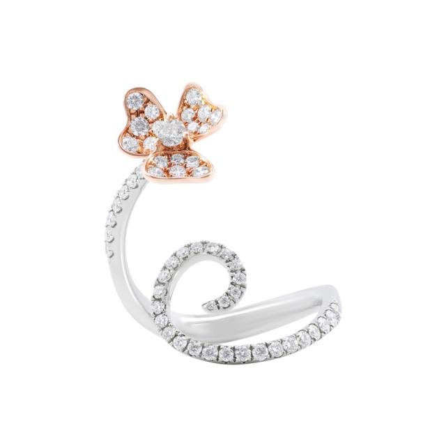 Open Flower Ring 18K Two Tone White/Yellow Gold 0.71cttw Diamond Nature's Beauty