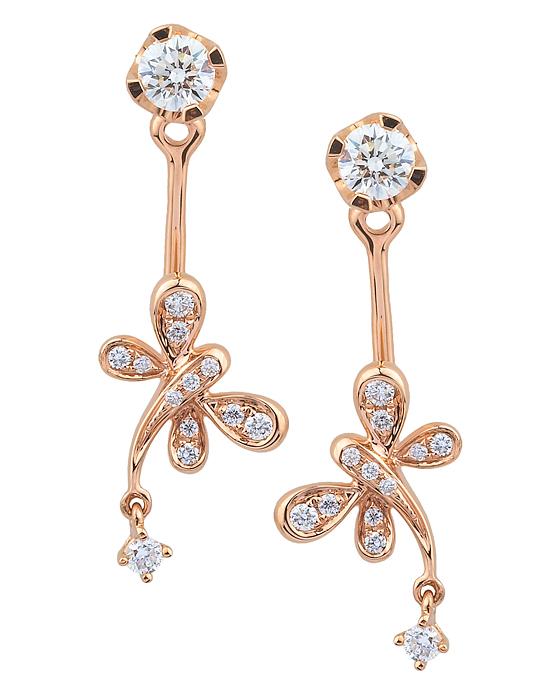 Butterfly Jacket Studs 18K Rose Gold with 0.48cttw brilliant round diamonds, nature at its best