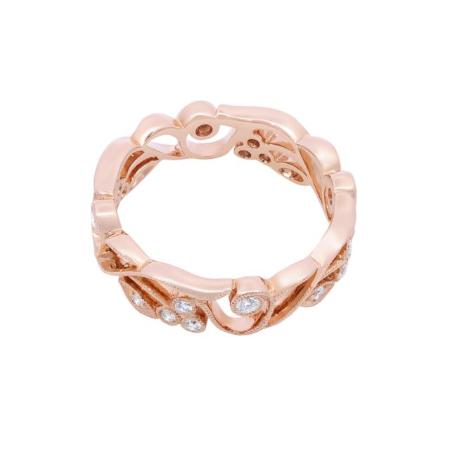 Beaded Bezel Band 14K Rose Gold with 0.32cttw brilliant round diamonds, a brilliant affirmation