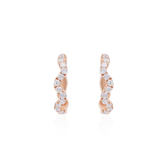 Zig Zag Huggies 14K Rose Gold with 0.27cttw brilliant round diamonds, symetrical brilliance