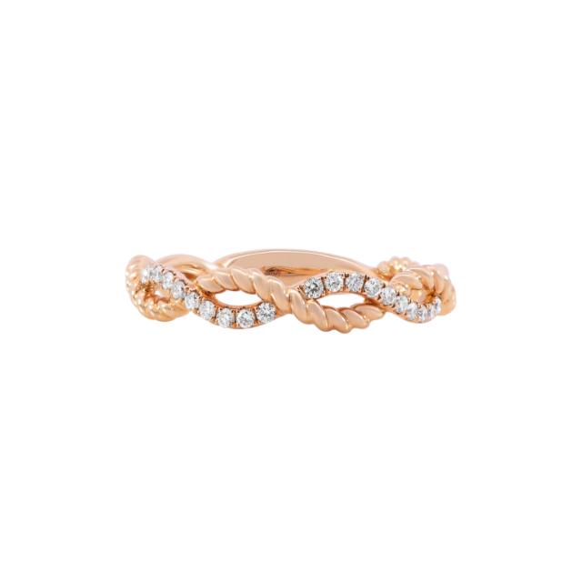 Twist Beaded Band 18K Rose Gold 0.17cttw brilliant round diamonds with a twist beaded design