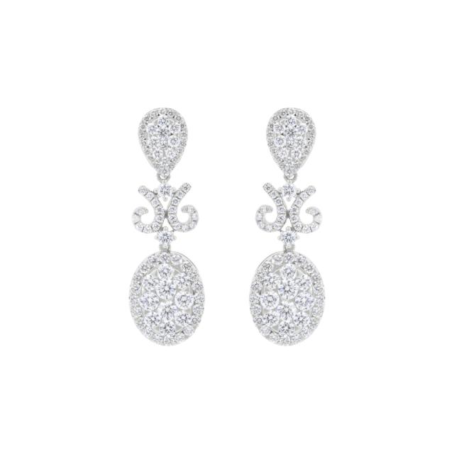 Radiant Drop Earrings 18K White Gold featuring 4.13cttw diamonds, a dazzling drop of luxury