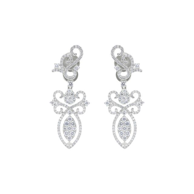 Dazzling Cascade Earrings 18K White Gold with 3.12cttw diamonds in a sophisticated drop style