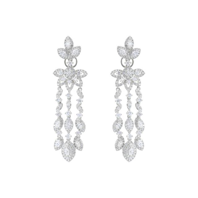 Glittering Stream Earrings 18K White Gold with 4.13cttw diamonds, offering timeless elegance