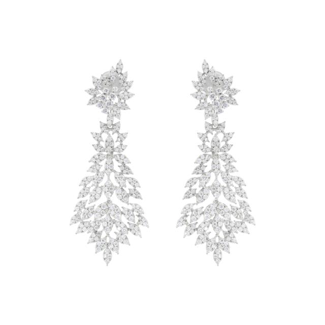 Radiant Waterfall Earrings 18K White Gold featuring 7.21cttw diamonds, creating a stunning drop