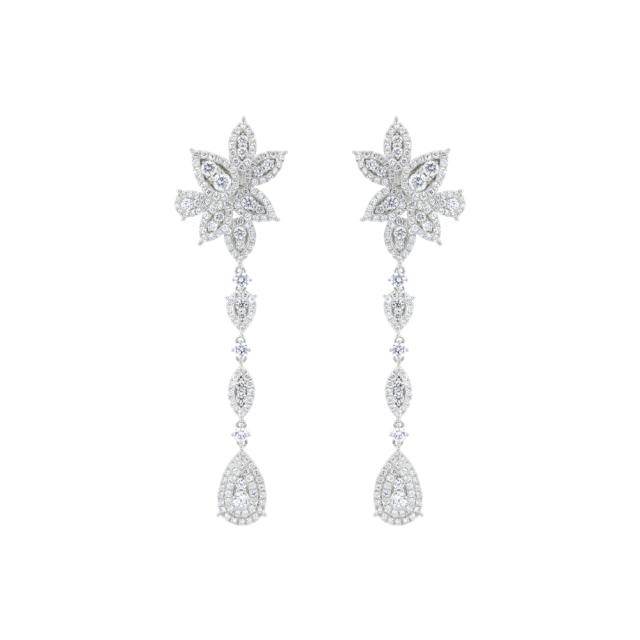 Brilliant Flow Earrings 18K White Gold featuring 2.86cttw diamonds in a refined drop design