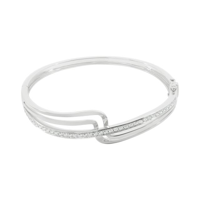 Refined Diamond Bangle 18K White Gold with 0.75cttw diamonds in a sophisticated round setting