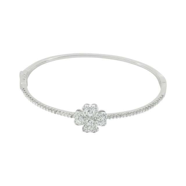 Classic Diamond Bangle 18K White Gold adorned with 1.01cttw of round diamonds in a timeless design