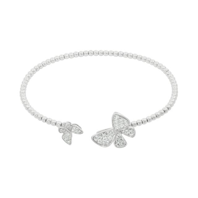 Butterfly Grace Cuff 18K White Gold with 0.72ctw diamond, featuring delicate butterfly accents