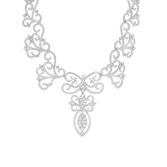 Eternal Sparkle Necklace 18K White Gold with 8.07cttw diamonds in various shapes, 16-inch length