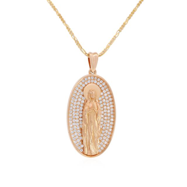 Religious Radiance Pendant - 18K Yellow Gold, 1.43tw Round Diamonds, Devoted Magnificence