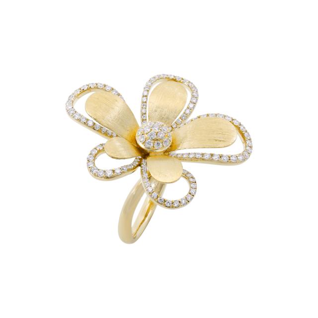 Golden Blossom Ring 18K Yellow Gold with 0.83cttw diamonds, inspired by blooming flowers