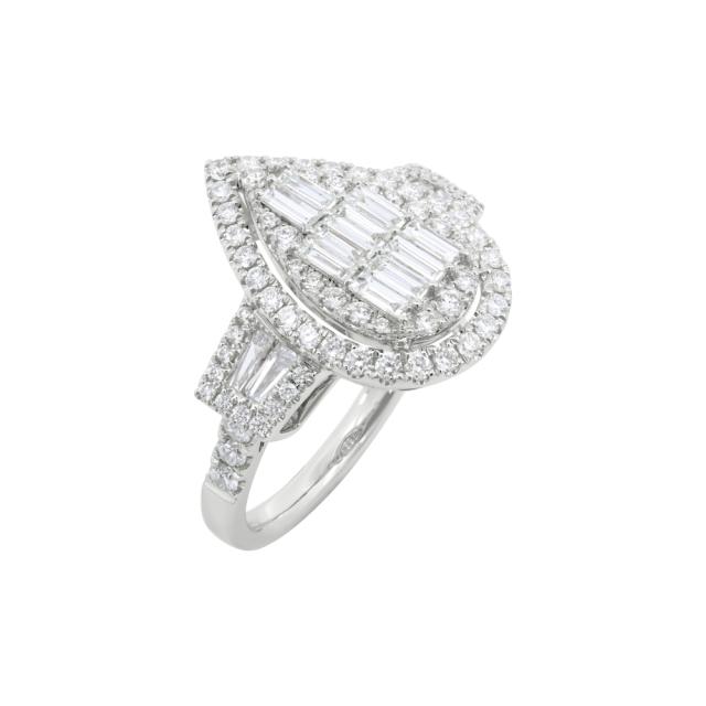 Heartfelt Sparkle Ring 18K White Gold adorned with 1.50cttw diamonds in a heart motif, size 6.5