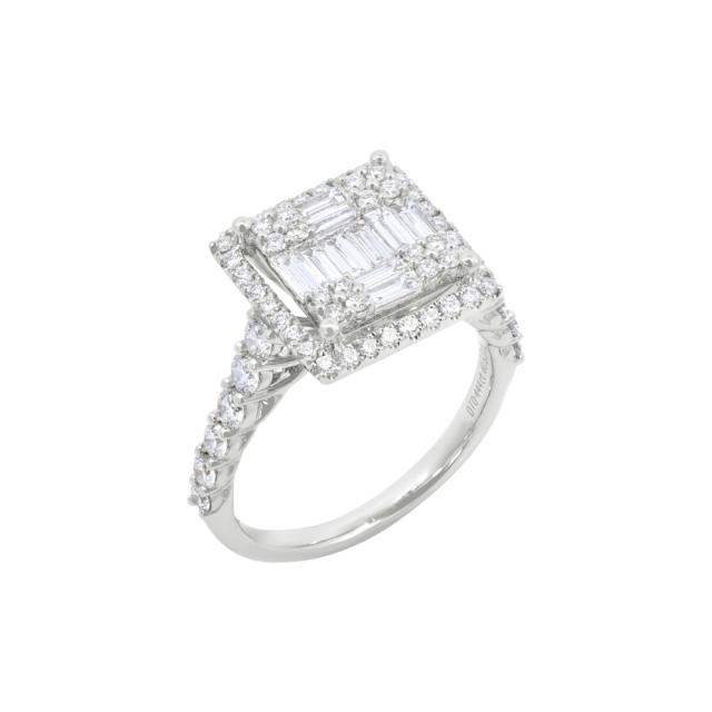 Sculpted Grace Ring 18K White Gold with 1.38cttw diamonds in a freeform design, size 6.5