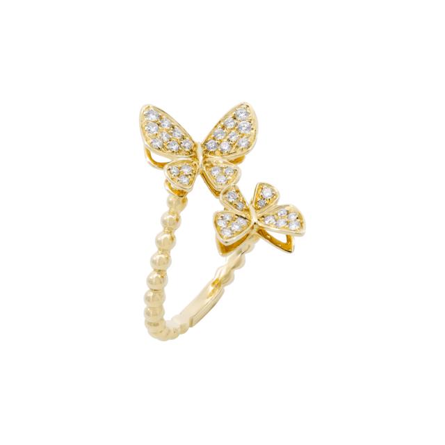 Subtle Butterfly Ring 18K Yellow Gold with 0.29cttw diamonds, capturing the lightness of butterflies