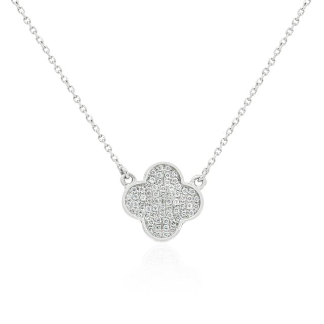 Clover Cluster Pendant - 14K White Gold, 0.38tw Round Diamonds, Luck & Light